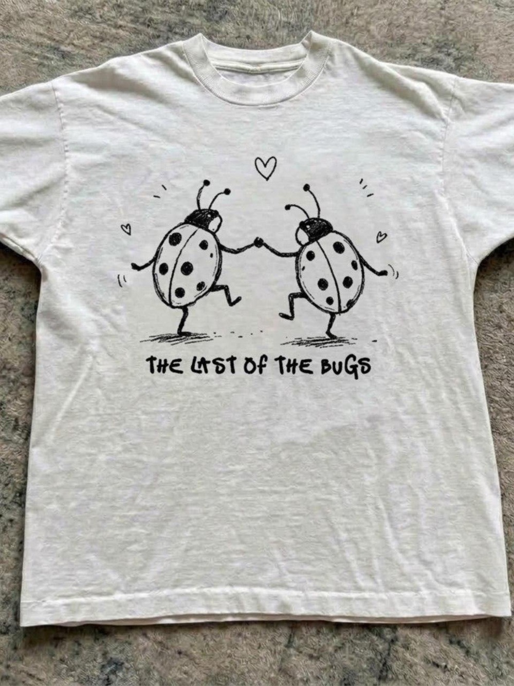 Gildan White Short Sleeve Tee with Black Ladybug Graphic
